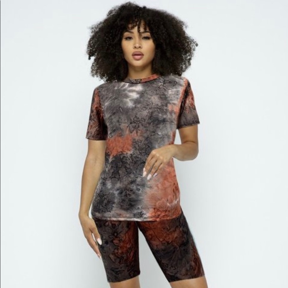 ‼️ Two Piece Set Biker Shorts T-Shirt Tie Dye Set